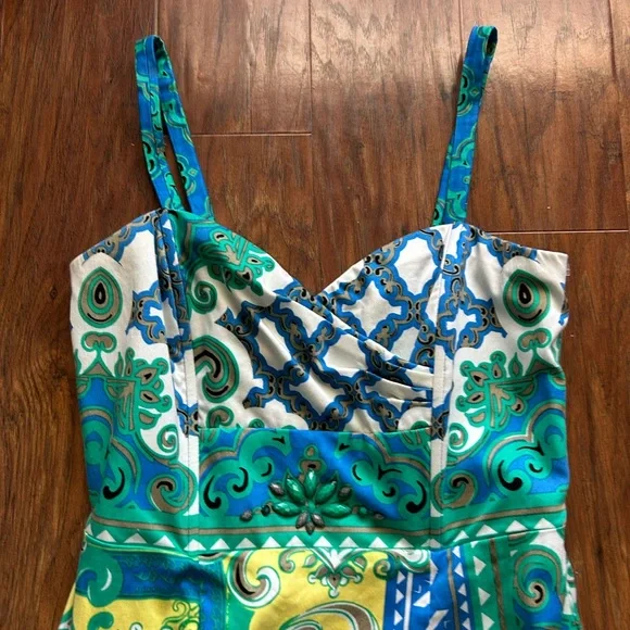 Multicolored Paisley Print Mini Dress Women’s Size Medium Hale Bob - Picture 4 of 14